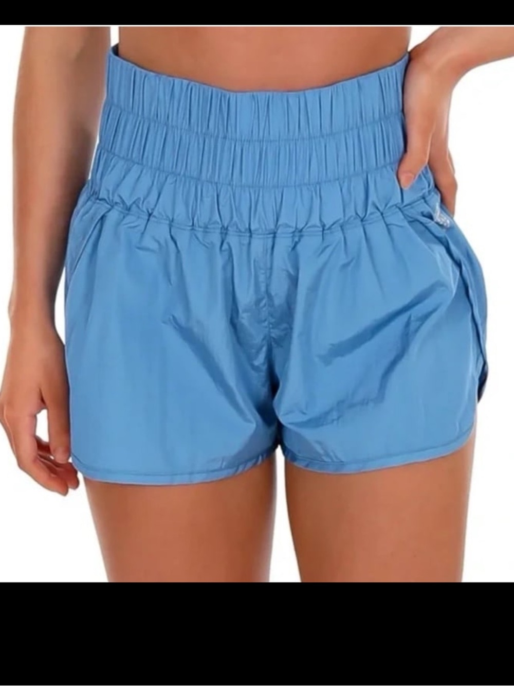 Free People Movement High-Waist Active Shorts in Sky Blue